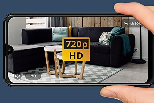 Smartphone displaying 720p HD live video feed from the camera
