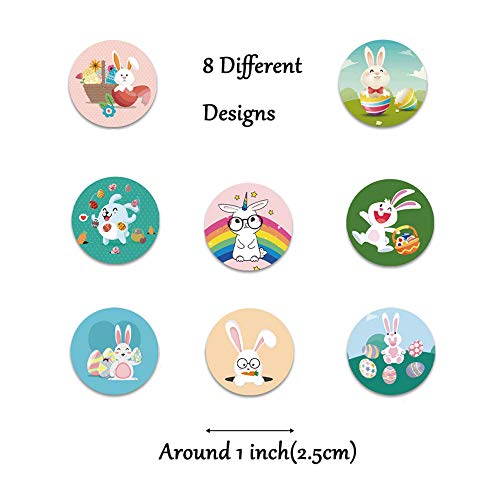 500Pcs 1 Inch Easter Day Bunny Rabbit Stickers 8 Design Roll Stickers Cute Happy Easter Stickers For Kids Children Card Scrapbooking Easter Art Craft Easter Gift Party Favours Decorations #TOP1