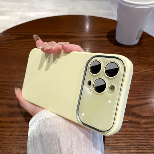 Coque silicone liquide pour iPhone 14 Pro fini mat jaune luxe