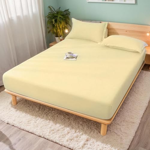 Drap housse en coton anti-plis couvre-matelas confortable bicolore