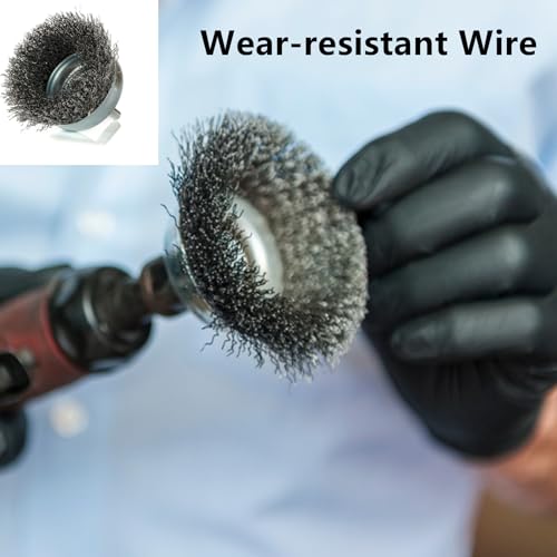 Image of 2 Inch Wire Cup Brush Set for Drill - 1 /4 Inch Round Shank Abrasive Wire Cup Brush - Stainless Steel Crimped Carbon Steel Brush for Rust,Cleaning,Deburring,Removing Paint