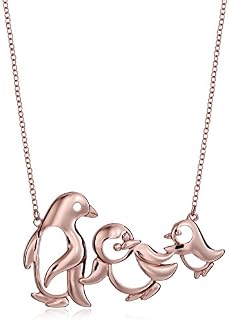 Sterling Silver Penguin Family Necklace, 18"