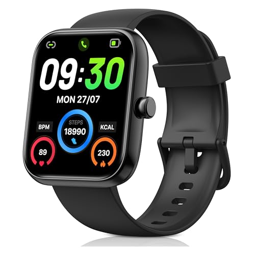 スマートウォッチ iPhone対応 アンドロイド対応 IDW25 Bluetooth5.3通話機能 Line/X/SMSメッセージ通知 音声アシスタント 1.83インチ超精細画面 200+文字盤 100+運動モード IP68防水 バンド交換可能 カメラ制御 音楽再生 天気予報 長持ちバッテリー 軽量 メンズ レディース (マットブラック)のサムネイル