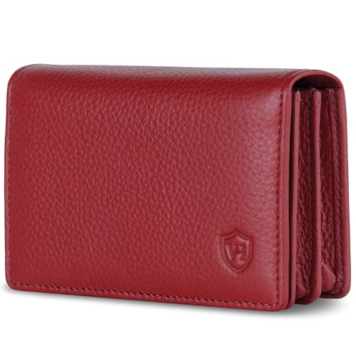 VON HEESEN® Visitenkartenetui Leder mit RFID-Schutz - Platz für 50 Visitenkarten - 6 Fächer - Visitenkarten Etuis - Geschenk für Damen & Herren (Rot)