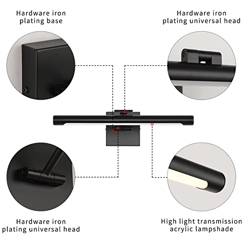 Joosenhouse Led Picture Light Fixtures 16.53" Inches Long Modern Black Wall Lamps With Rotatable Lighting Tube Picture Frame Lights For Paintings 9W(50W Eqv.) Hardwired Connection 3000K #TOP1