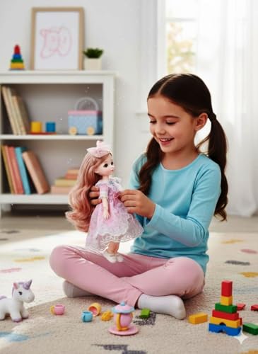 Image of 12 Inch Princess Fashion Doll Toy for Girls Beautiful Big Eye Doll with Long Hair, Random Dress, Moveable Hands & Legs, Pretend Play Toy, Birthday Gift for Kids, Collectible Doll
