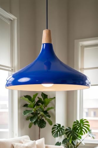 Nova Ahşap Sarkıt Avize, Bohem Tavan Lambası ve Salon Oturma Odası Aydınlatması - Lacivert - 35 cm – Modern Dekoratif Avize, Tavan Aydınlatması