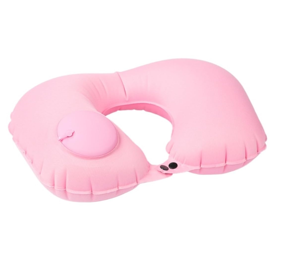 Reisekissen Nackenkissen Flugzeug Aufblasbares Reisekissen Aus Eisseide, U-förmiges Kissen, Reise-Nackenkissen Für Flugzeuge Reiseutensilien(Pink)