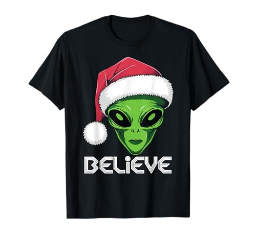 Disfraz de Papá Noel extraterrestre de Navidad, divertido sombrero de Papá Noel, ciencia ficción Camiseta