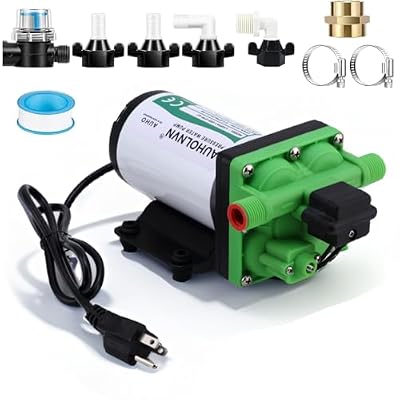 Water Pressure Booster Pump 110V Self Priming 5.5 Gpm 55 Psi Water Pump with Power Plug, Pipe Fittings Brass Connector Strainer Filter for Kitchen Bathroom RV Marine Yacht, Garden Hose