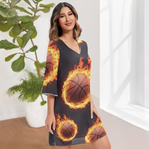 Robe trapèze d'été col en V ample solution confort coupe légère