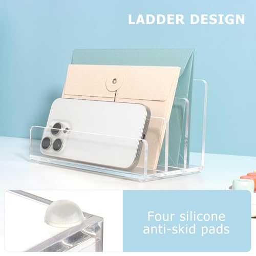DesignSter Organizer aus Acryl für den Schreibtisch, 3-teiliger Briefsortierer-Organizerhalter, Schreibtisch-Organizer aus Acryl für Dokumente, Briefe, Notizbücher