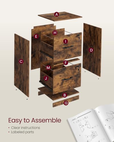 Image of VASAGLE 2 Drawer File Cabinet with Locks, for A4, Letter Sized Documents