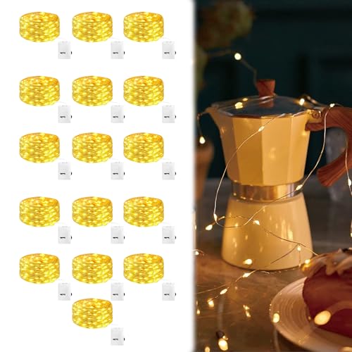 Mini catena luminosa a LED con batteria, 16 luci a luce bianca calda, 1 metro di lunghezza, 10 cm di distanza, ideale per regali e decorazioni, sacchetto OPP incluso