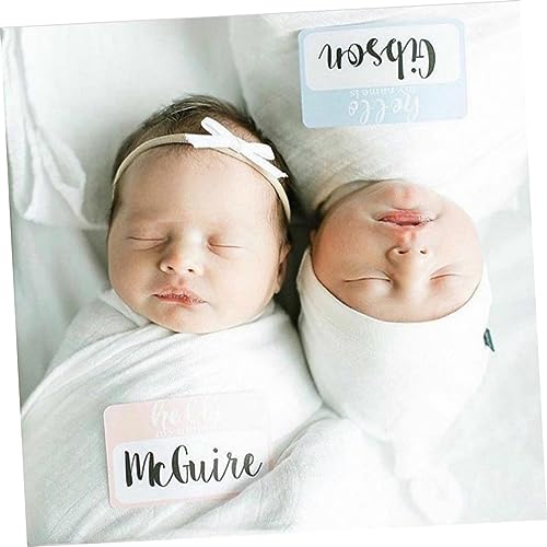 Image of 6Pcs Newborn Baby Name Stickers, Assorted Color Adhesive Tags for Baby Announcements, Scrapbooking, DIY Decoration, and Hospital Bag Essentials
