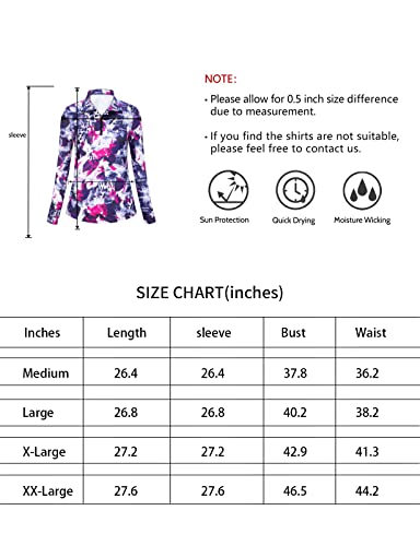 Tanst Sky Half Zip Pullover Women, Long Sleeve Moisture Wicking Workout Shirts Dry Fit Spf Sun Protection Running Hiking Golf Clothing Winter Athletic Jackets Activewear Tops Tie Dye Large #TOP5