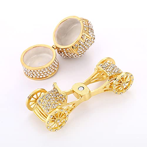 Crystal Studded Pewter Jewelry Trinket Box Diamond-Studded Crown Car Metal Bejeweled Hand-Painted Figurine Collectible Ring,Earrings,Necklace Holder Desktop Decor #TOP2