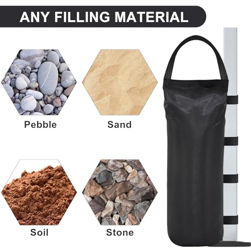 Image of Eurmax USA 4-Pack Universal Canopy Weights, Secure Wind Protection to Prevent Tipping, Easy Wrap-Around Installation Heavy Duty Sandbags (Without Sand), Fits All Instant Shelter Legs,Black