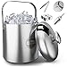 Produktbild SilverRack Edelstahl Eiswürfelbehälter mit Deckel, Zange u. Schaufel [1,3l] - Eisbehälter für Eiswürfel perfekt für kalte Getränke - Eiseimer als Eiswürfelbehälter Ice Bucket