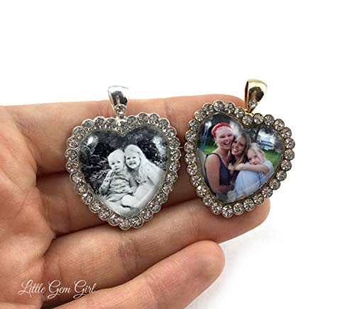 Custom Photo Rhinestone Heart Glass Dome Necklace – Upload your Picture – Customizable Gift, Adult Jewelry4