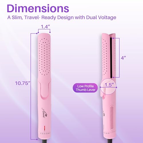 Asani 360° Airflow Styler - 2-in-1 Professional Curling Wand & Hair Straightener - Flat Iron Curler with Cooling Fan, Air Vents - Crimper Styling Tool for Volume & All-Day Curls - for All Hair (Pink) - Thumbnail 6