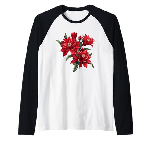 Red Orchid Cactus Vaporwave Raglan Baseball Tee