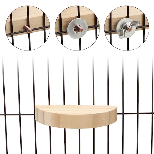 Image of 2 Pieces Bird Perch Platform Wooden Stand Toy for Small Bird Parrot Parakeet Cockatiel Budgie Lovebirds Conures Finches Rat Cage Accessories (Semicircle)