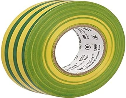 3 M TGG1925 Temflex 1500 Vinyl Electrical Insulation Tape 19 mm x 25 m, Yellow/Green