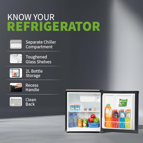 Image of SHARP 50L 2 Star Mini Direct Cool Single Door Refrigerator |Japan 7 Shield Protection|Toughened Glass shelves (Metal Black, SJ-MRW055N3-PKS)