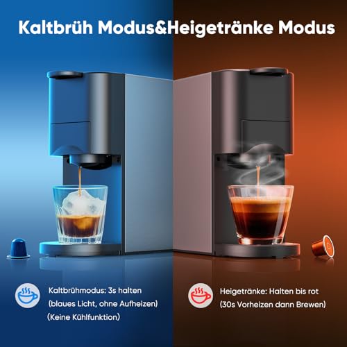 Gidgimo 5 in 1 Kapsel Kaffeemaschine für NES/DG/K-CUP/ESE(44mm)/Gemahlener Kaffee, 1450W 19 bars Kaffeestärkewahl Kapselmaschine, Kaffeemaschine Kapseln mit 0,8 L Wassertank für Zuhause und Büro – Bild 6