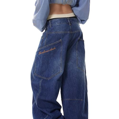 Baggy Jeans Men Vintage Baggy Barrel Jeans Men with Side Pockets Streetwear for Skater Wide Leg Denim Pants2