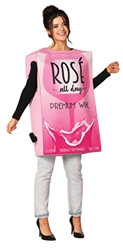 Disfraz de caja de vino de Halloween de rosa todo el día de bebida, disfraz de cosplay para mujer, para adultos, talla única