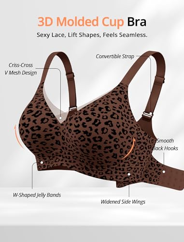 Image of OEAK Womens Wireless Jelly Bras V Mesh Comfortable Bralette Supportive Tshirt Bra No Underwire Seamless Push Up Everyday Bras