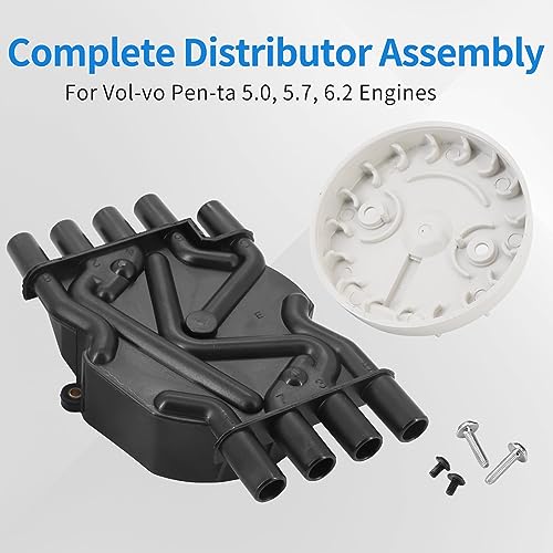 Tektall V8 Distributor Cap and Rotor kit for Mercruiser and Volvo Penta 5.0, 5.7, 6.2 Engines, 350 MAG MPI 5.0 5.7 GXI GI - 898253T29, 8M0060495, 3858975, 3858977, 18-5247, 8M0061335