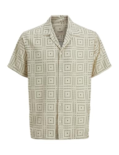 JACK & JONES Camiseta para Hombre Jprblulincoln Estampada S/S, Leche de Almendra, L