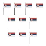 Sonia Originelli Serbien Tischfahnen 10er Set 14 x 21 cm ohne Tischfuß - Fanartikel in der serbischen Nationalflagge für WM, EM und Events