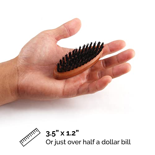 Zeus Boar Bristle Beard & Mustache Brush For Men, 3.5" Firm-Bristle Small Travel Beard Brush - Made In Germany #TOP2