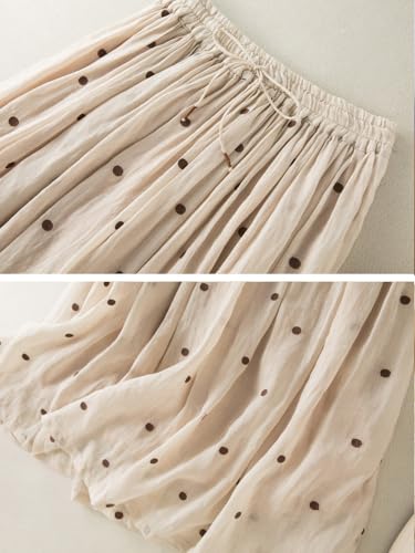 Kinghua Women's Polka Dot Chiffon Skirt A Line Flare Flowy Drawstring Elastic Waist Long Skirt3