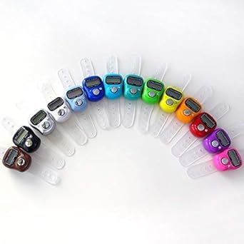 DRJ ENTERPRISE 10 Pieces Mini Hand Tally Counter Re-settable, with Finger Strap Counting Machine Finger Ring 5 Digit Digital Electronic Japa Head Count (Multi Color)