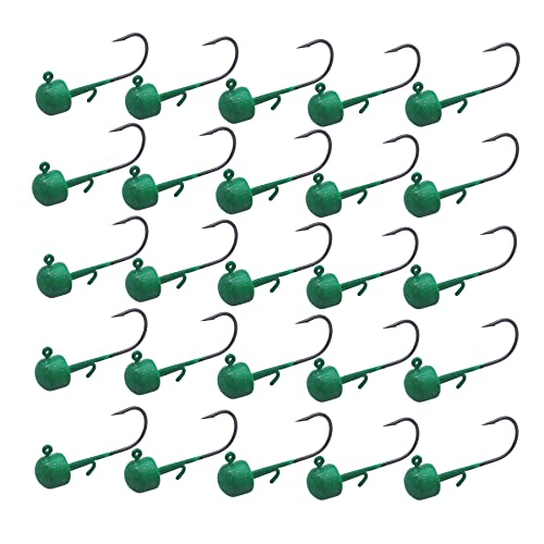 LOWIFAR 25 Stück Bass Ned Rig Shroom Jigköpfe Angelpilzhaken Kit Head Crappie Jigs Haken für weiche Köder (3/16oz-6.0g/25pcs, Green) Cover
