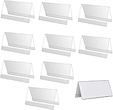 Pack of 10 Notice Holders for Tables, Transparent Acrylic Label Holder, Table Menu Holder, Clear Acrylic Plexiglass Display Stands for Posters, Shop Counter, Photo Frame (9 x 6 cm)
