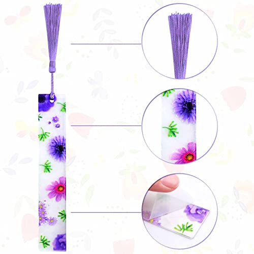 6Pcs Acrylic Flower Shape Bookmarks Transparent Handmade Floral Reading Book Bookmarks Flower Page Markers With Colorful Silky Tassels For Reader Writer Student Graduation, 6 Styles #TOP2