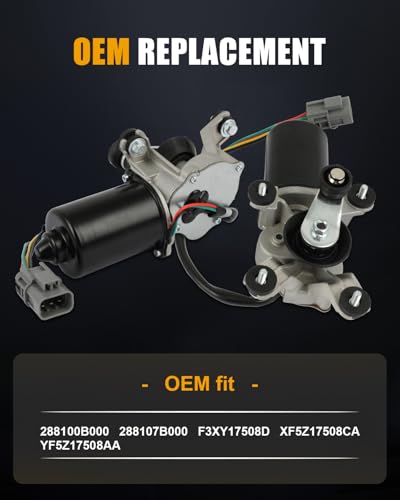 Image of ROADFAR Front Windshield Wiper Motor Fit for Nissan for Quest 1993-2002 | For Mercury For Villager 1993-2002|For Nissan For Quest 1993-2002|Replace 288100B000|XF5Z17508CA|YF5Z17508AA|5 Pins