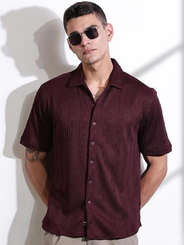 Image of Thomas Scott Men Polyester Blend Solid Oversized Fit Shirt