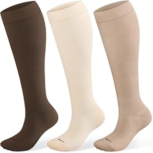 Cotton Compression Socks for Women&Men 15-20mmHg Knee High Cute Support Sock for Nurses, Pregnant Women, Travel