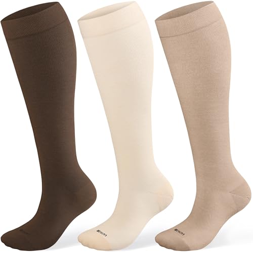 Cotton Compression Socks for Women&Men 15-20mmHg Knee High Cute Support Sock for Nurses, Pregnant Women, Travel