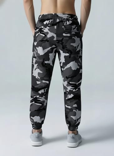 Image of TAGAS Men's Camouflage Cargo Jogger Pants | Cotton Blend Army Print Track Pants | Elastic Waist Slim Fit Casual Trousers with Pockets