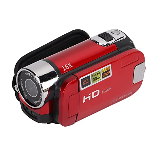 Ejoyous Video Camera Camcorder, Full HD 4K 48MP Digital Camera Recorder 270° Rotation Vlogging Camera Recorder 16X Zoom 2.7 Inch Video Camera (Red)