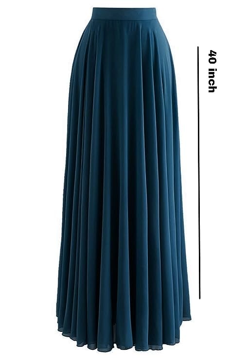 Image of Women's Full Length Georgette Long Skirt- Lehenga with 8 Meters Maxi Flare
