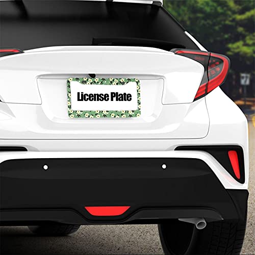 Wozukia Ditsy Floral License Plate Frame Pretty Small White Flower Pale Green Repeat Background Fashion Metal License Plate Cover Front Plates Frames For Women Men Us Vehicles Standard #TOP5
